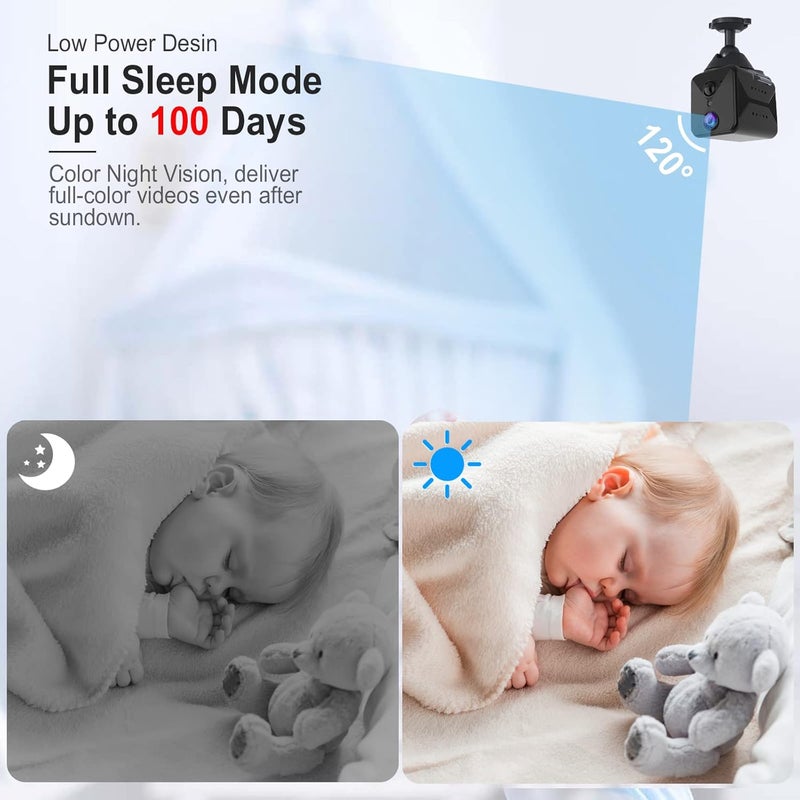 JVSCAM كاميرا أمان 4K مطورة 2026، كاميرا مربية صغيرة للمنزل مع تخزين سحابي مجاني، كاميرا واي فاي، عمر بطارية طويل، كشف الحركة، مشاهدة عن بُعد، كاميرا لاسلكية لمراقبة الحيوانات الأليفة/الرضع/المربية - Image 4